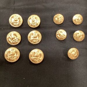 VTG Gold Eagle Crest Metal Buttons - Set / 2 Sizes
